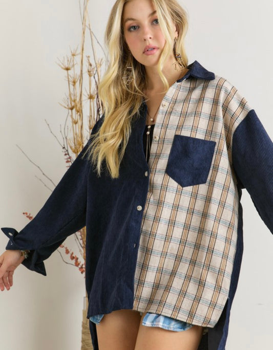 Saved For Later | Flannel - Navy Blue