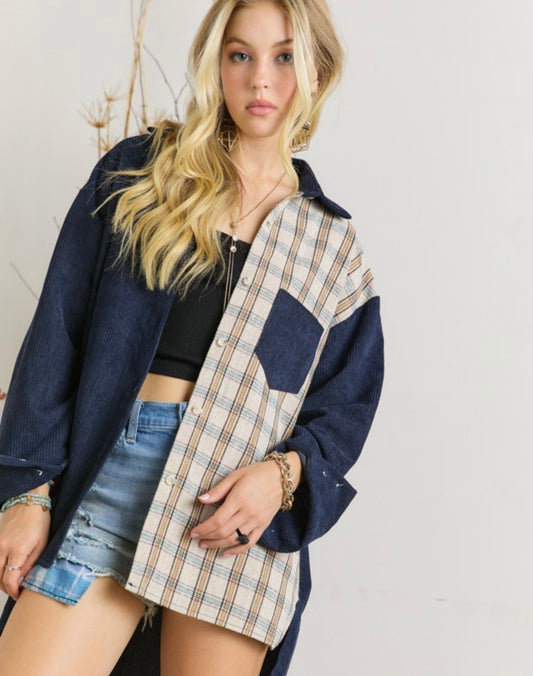 Saved For Later | Flannel - Navy Blue